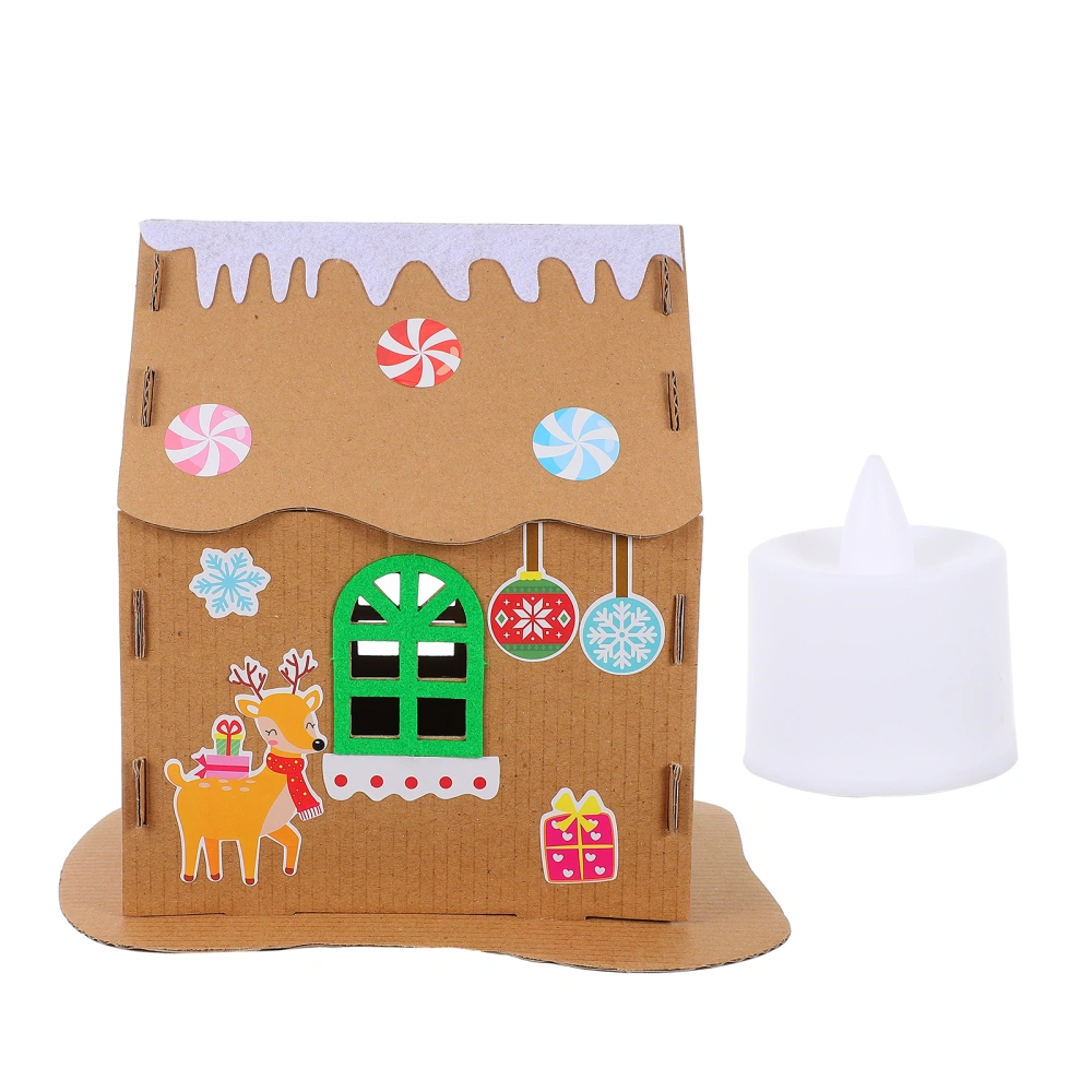 1 Set Christmas DIY Cottage Creative Gift Xmas Paper DIY Small House with Lamp