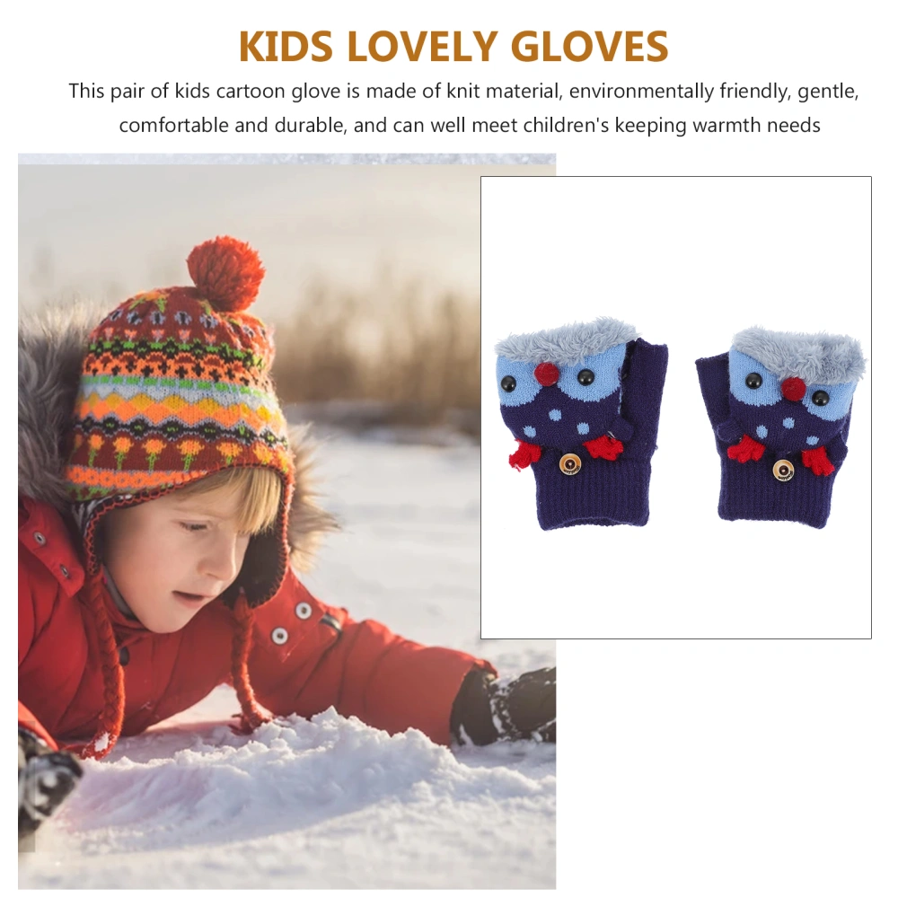 1 Pair Lovely Christmas Gloves Thicken Plush Gloves Kids Winter Warm Gloves