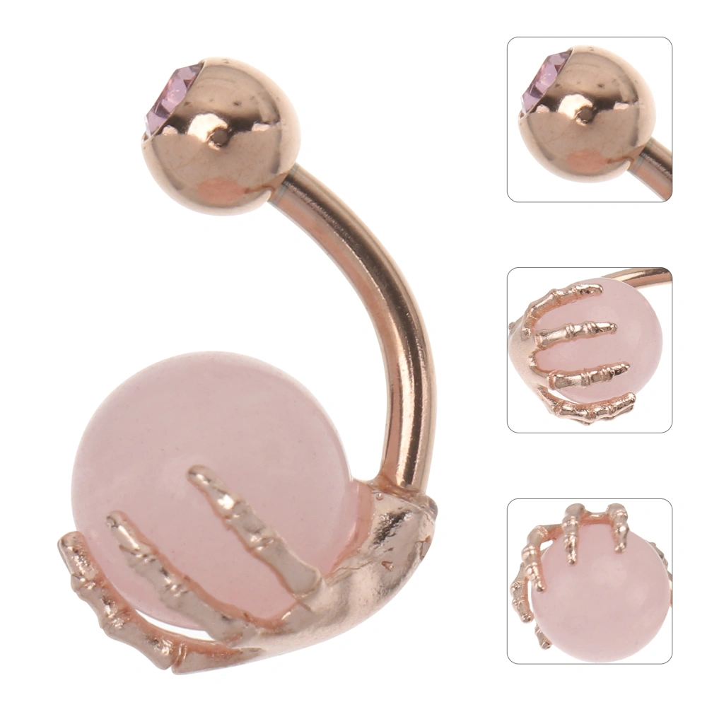 1Pc Skeleton Hand Shaped Navel Ring Decorative Belly Button with Acrylic Ball