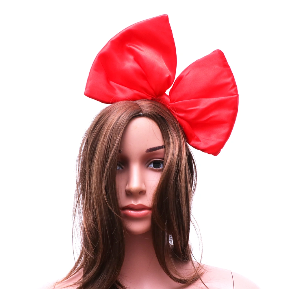 Oversized Bowknot Headband Christmas Hair Accessories Hair for Woman Girl Decoration (Red)