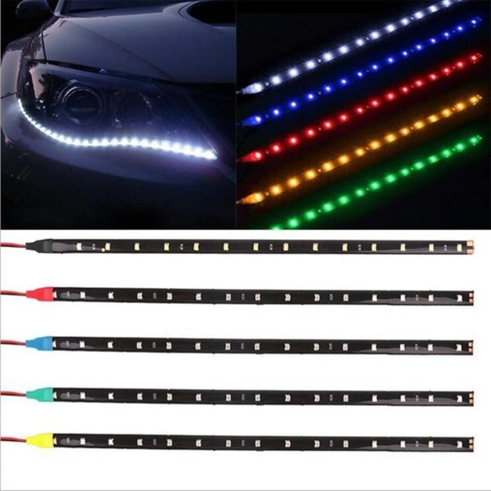 2 Pcs 12LED 5050 Flexible Motor Car Light Strip Decorative Lamp Strips 30cm (White)