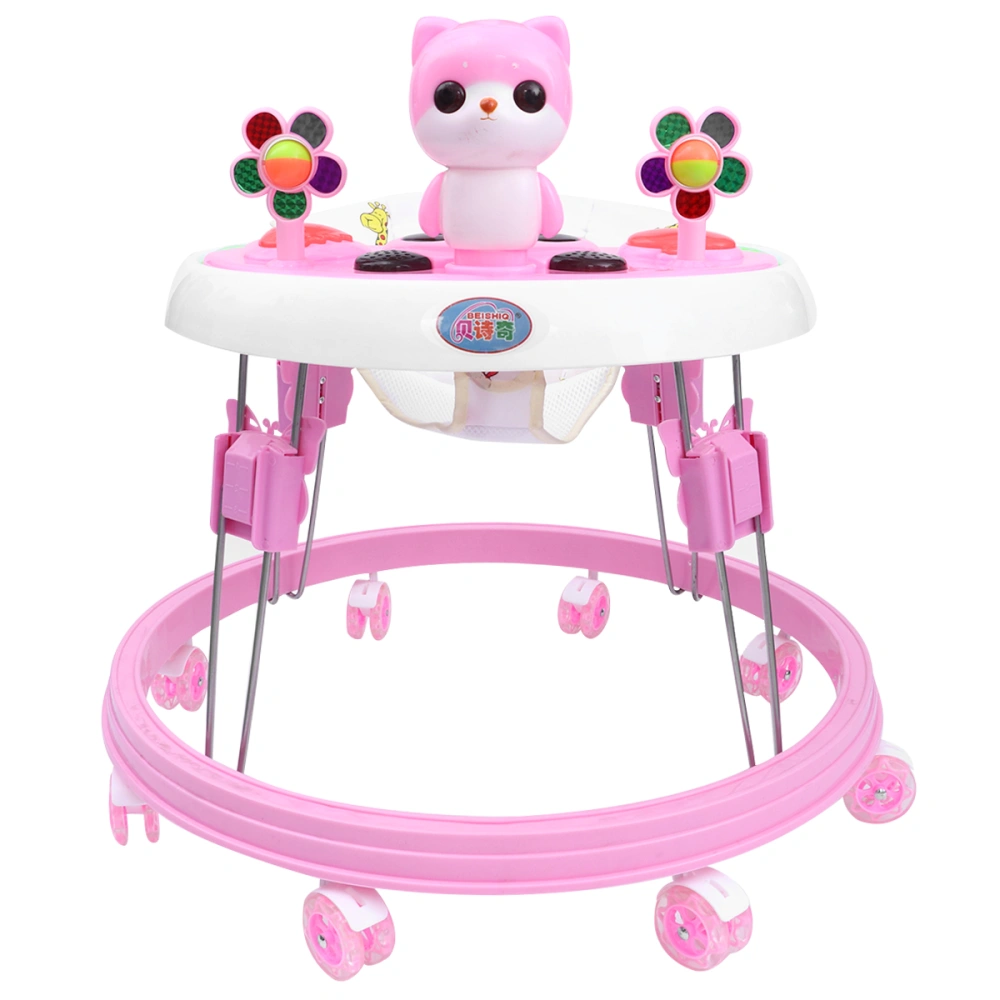 Funny Music Baby Walker Multifunctional Toddler Walk Helper Interesting Baby Learning Walk Tool for Home Indoor (Pink)