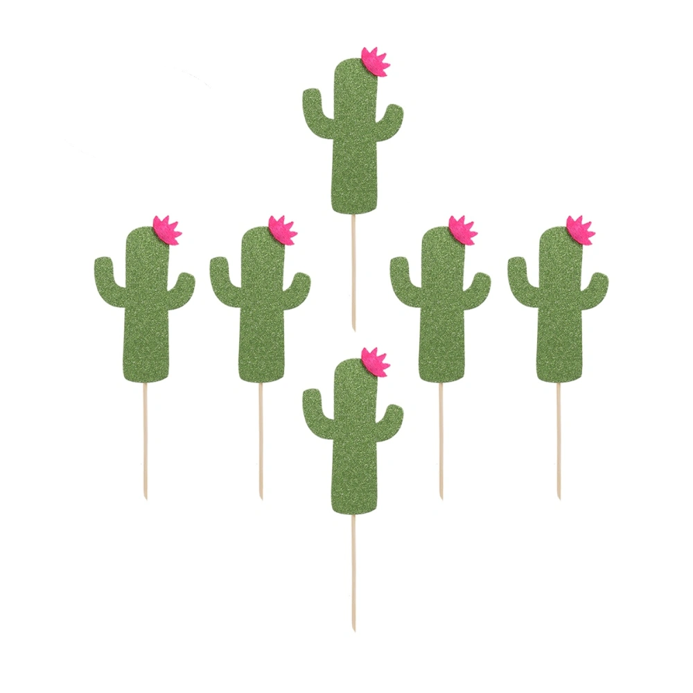 10pcs Cactus Cupcake Toppers Cake Picks Cake Decoraiton for Birthday Hawaii Luau Party (Light Green)