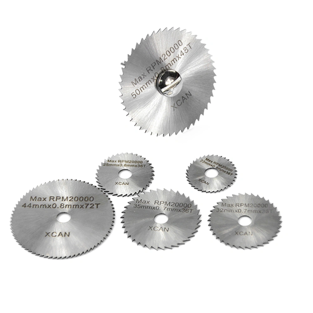 7PCS/Set Mini HSS Circular Discs Rotary Tool 22-50mm for Wood Metal Cutter Power Tool Mandrel Cutting Disc Kit