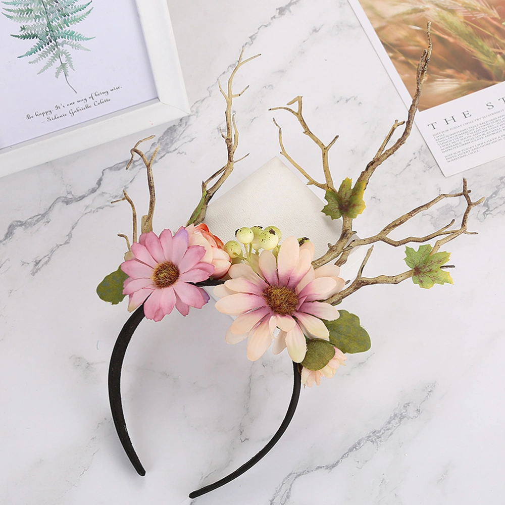 1Pc Simulation Antler Headband Sunflower Headband Halloween Carnival Party Props