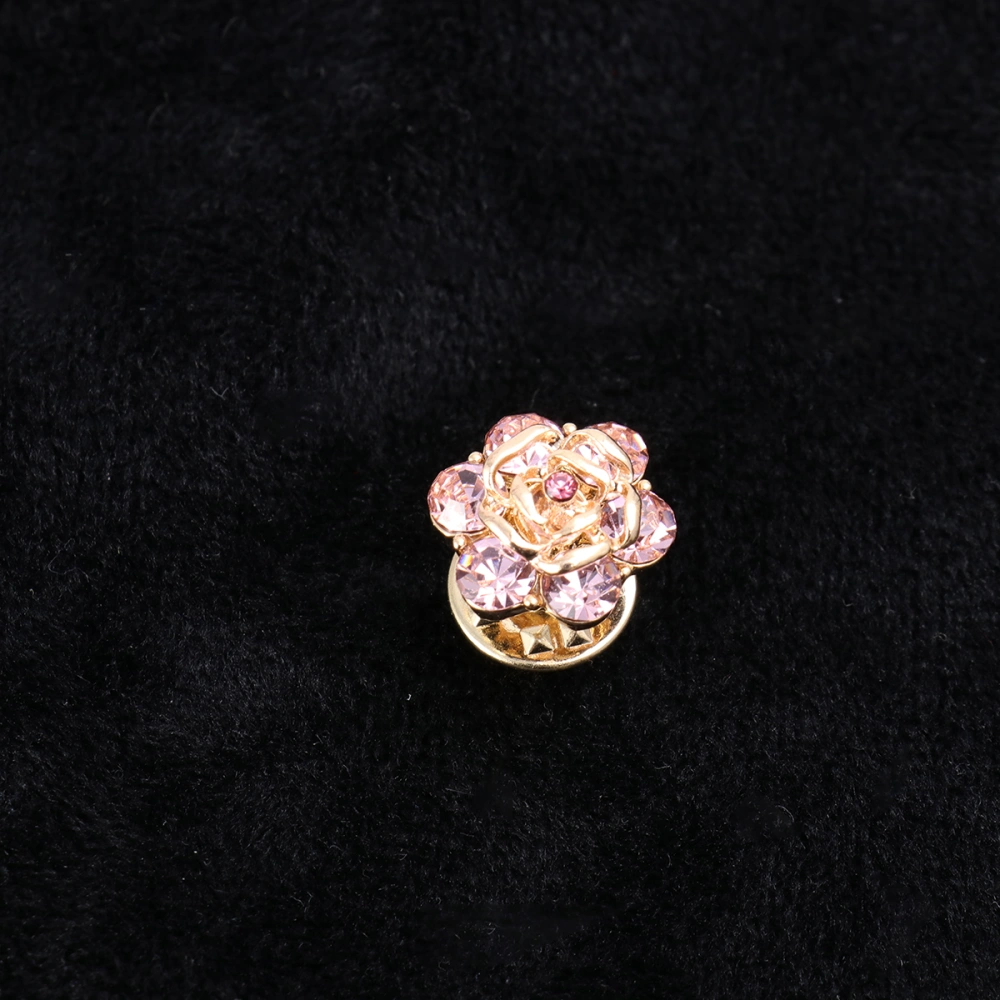 Rose Shaped Brooch Cardigan Neckline Breastpin Shirt Collar Button Lovely Brooch Pink