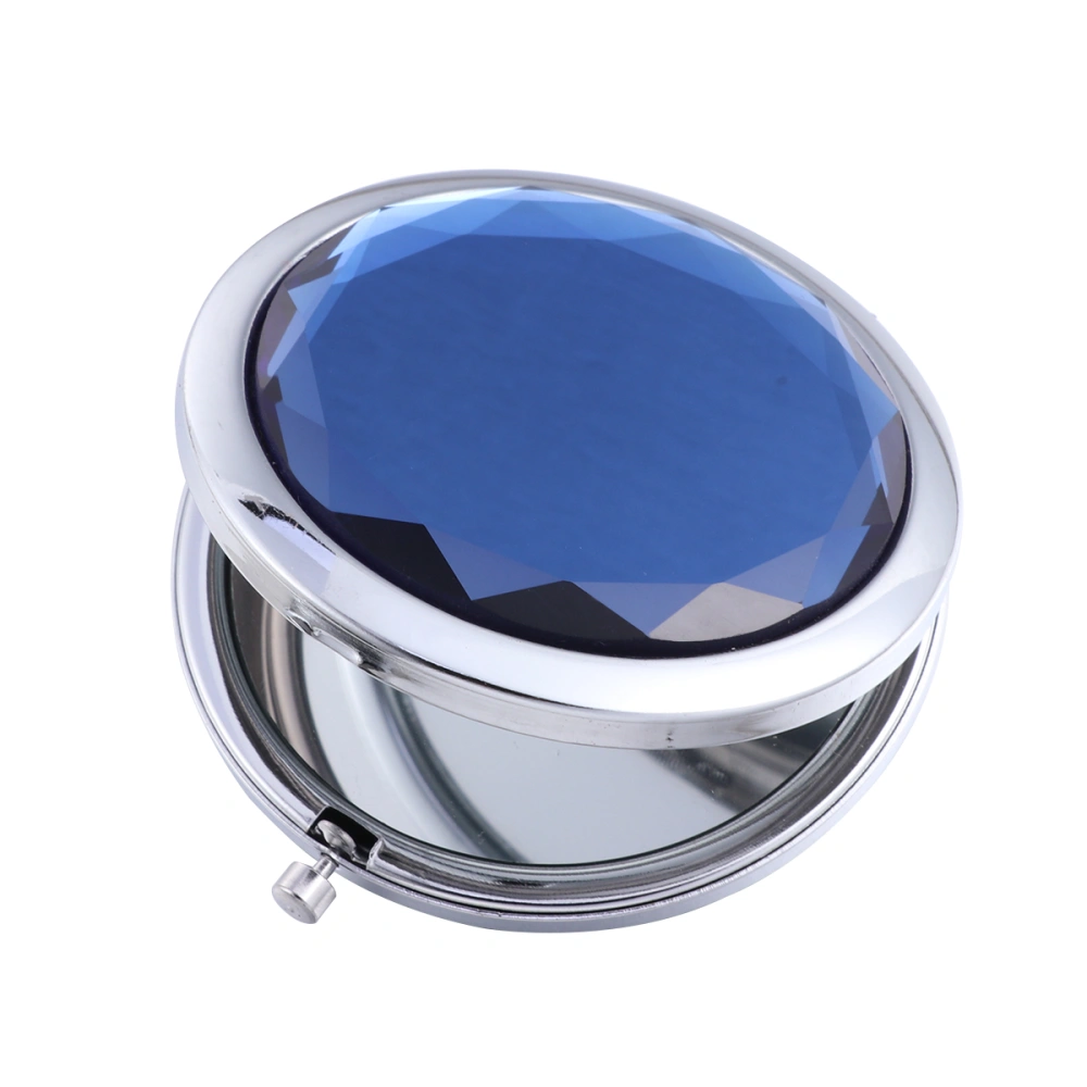 Crystal Mirror Folding Double-sided Makeup Mirror Portable Cosmetic Mirror (Blue)