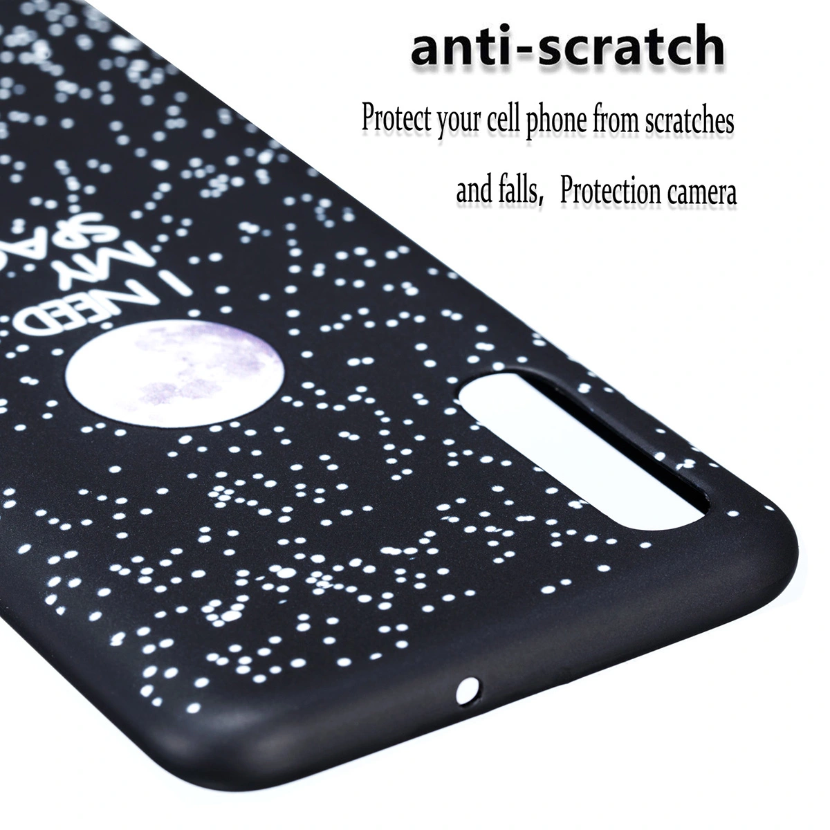 Embossed Phone Cover Exquisite Anti-Fall Anti-Scratch Frosted Texture Phone Case TPU Fully Covered Phone Shell for A50 (The New Moon)