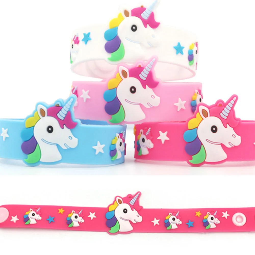 10pcs Adorable Unicorn Design Bracelet Kids Toy Silicone Wrist Straps Colorful Wristbands Dress up Accessary Party Supplies (Random and Assorted Pattern)