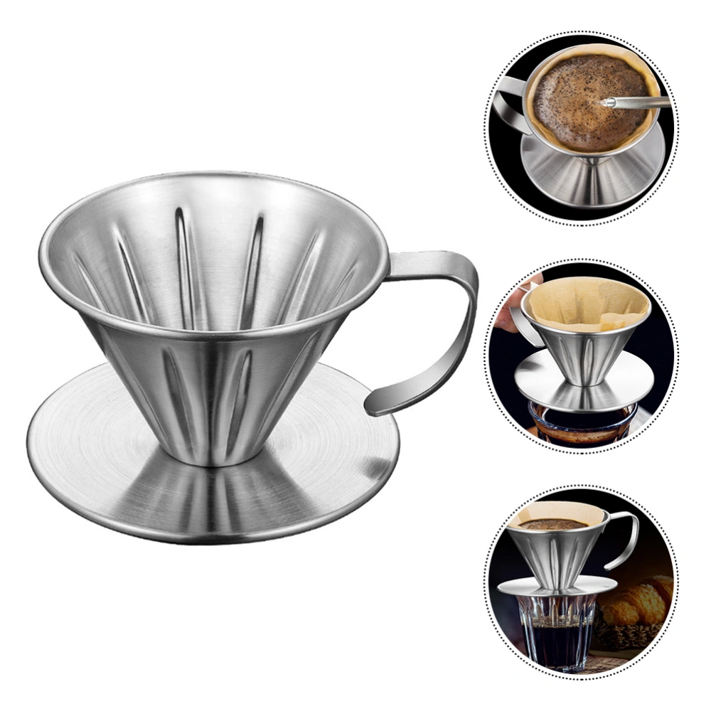 Stainless Steel Coffee Dripper Handheld Coffee Drip Filter Cup Tea Slag Funnel