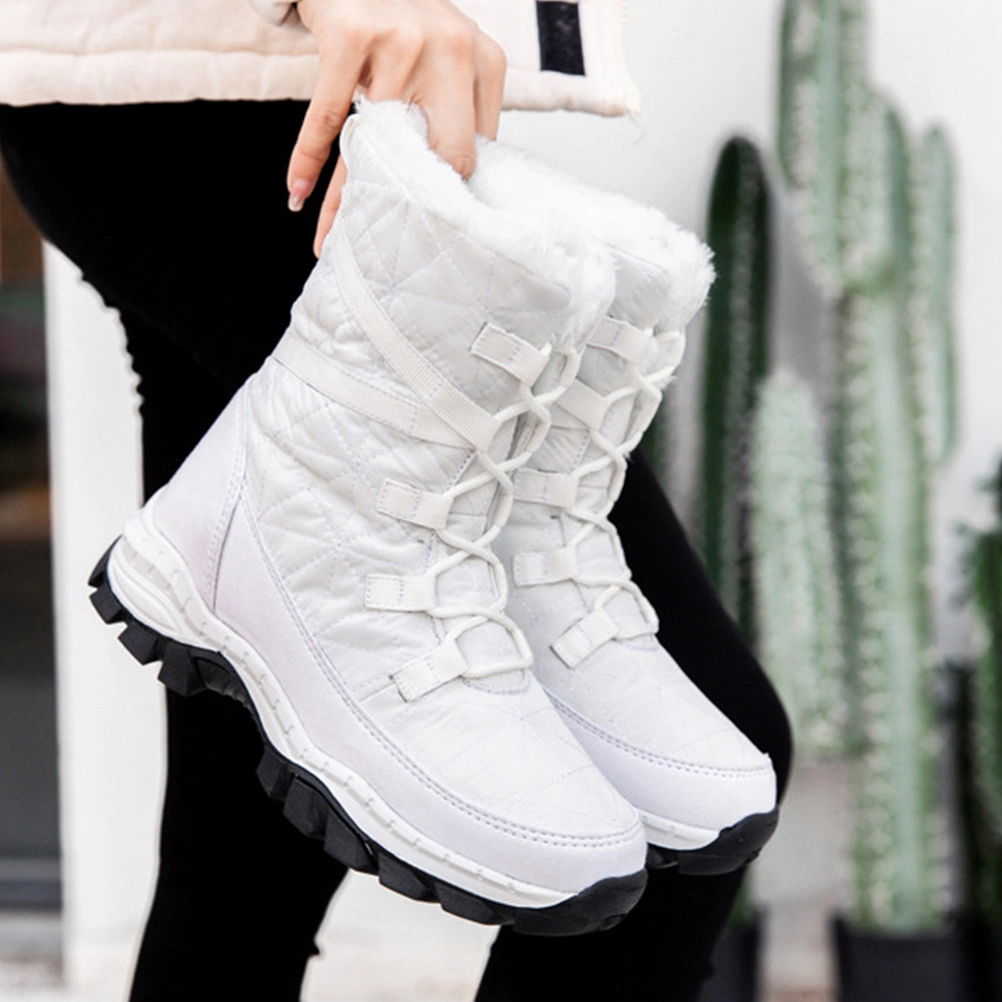 1 Pair Fashion Winter Woman Plush Snow Boots Warm Middle High Snow Boots