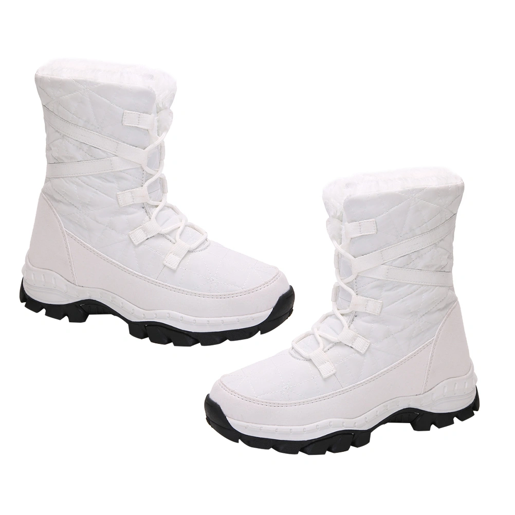 1 Pair Fashion Winter Woman Plush Snow Boots Warm Middle High Snow Boots