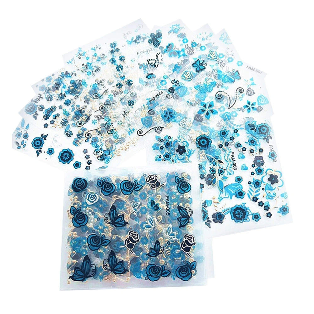 24Pcs Blue Nail Art Sticker Safe Manicure Decoration for Girls Women