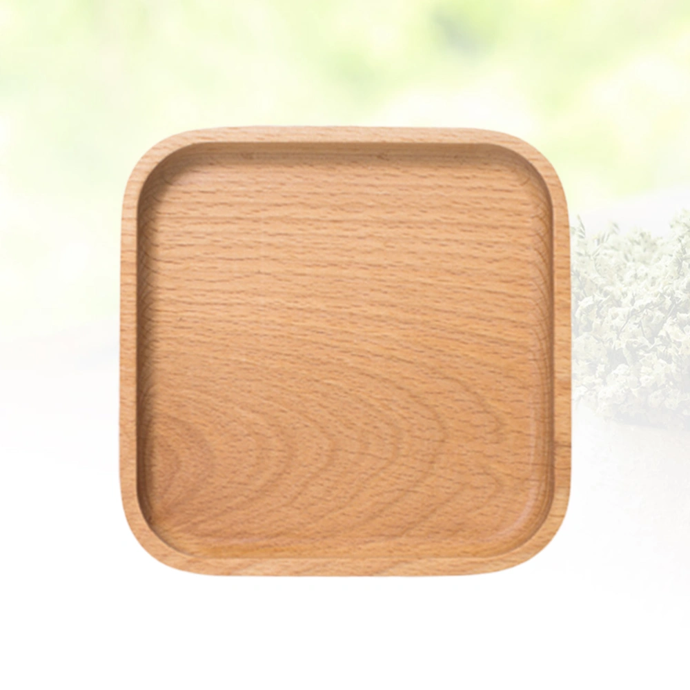 Beechwood Japanese Style Tray Natural Food Serving Mini Square Dessert Plate Small Fruit Breakfast Tray Snack Saucer for Home Hotel