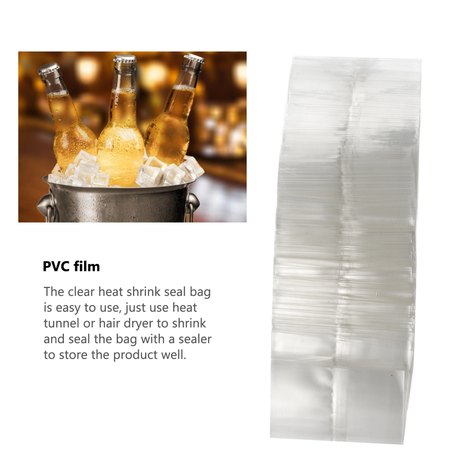 400Pcs Shrink Wrap Bag Transparent Waterproof Heat Shrink Bag Bottle Sealer Film