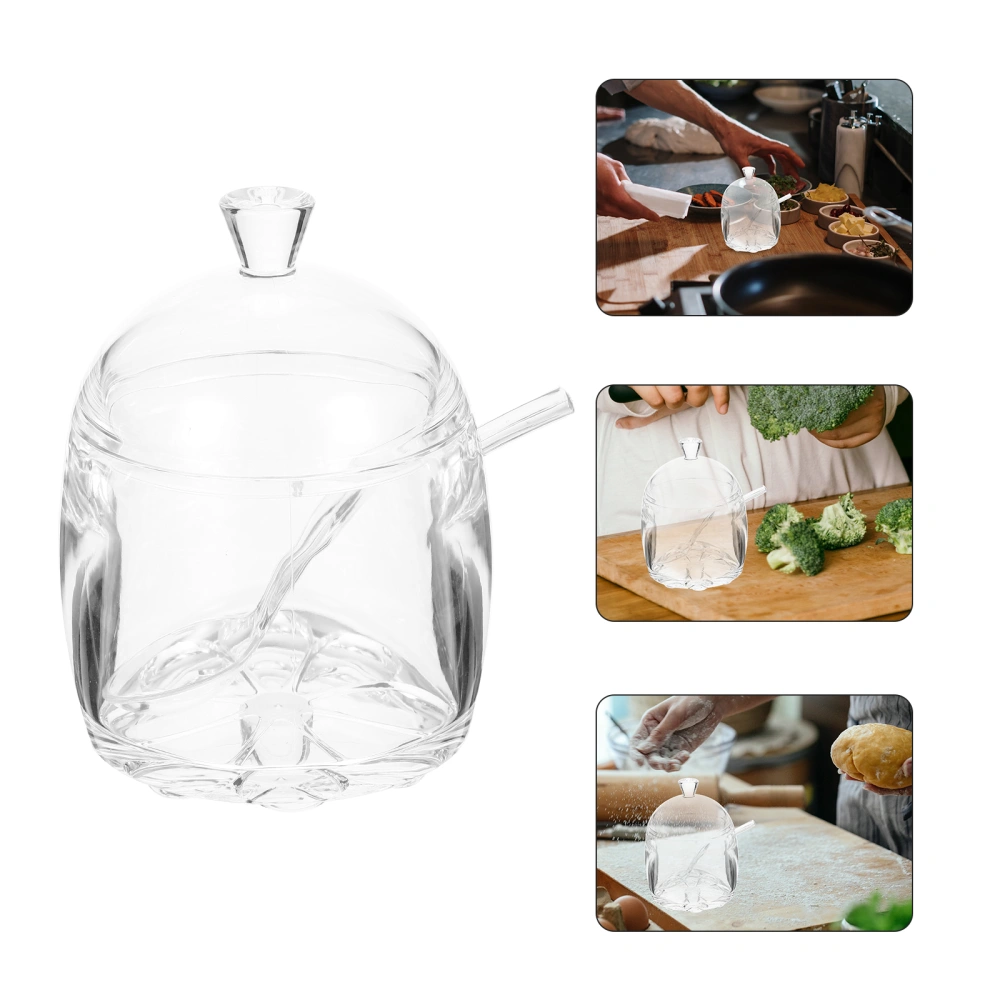 Kitchen Transparent Seasoning Container Household Seasoning Box with Spoon and Lid