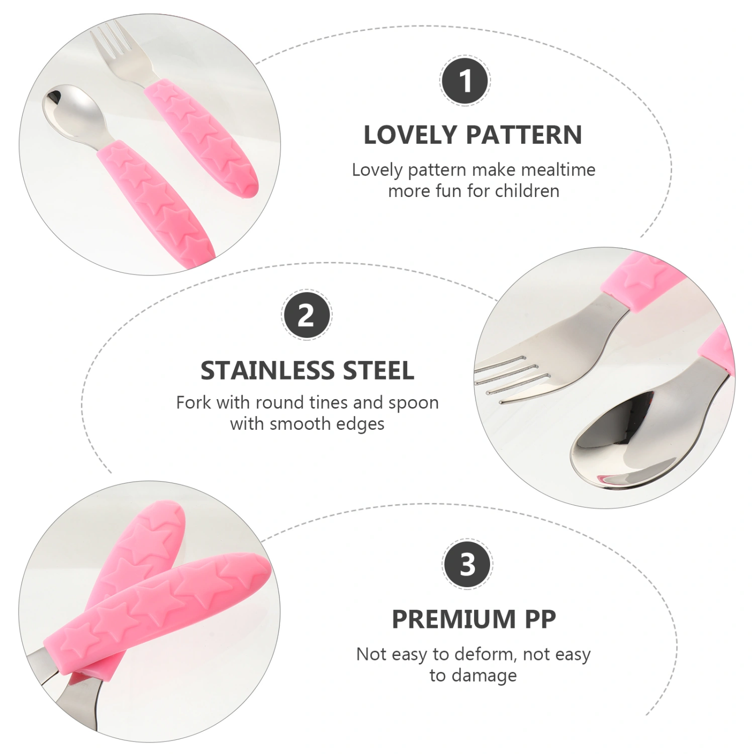 1 Set of Toddler Fork and Spoon Set Practical Baby Stainless Steel Kid Utensils