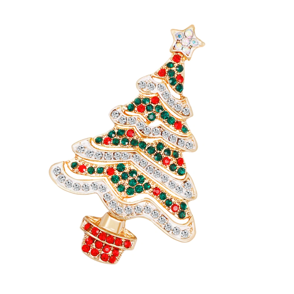 1PC Christmas Tree Brooch Rhinestone Breastpin Decoration Costume Accessories