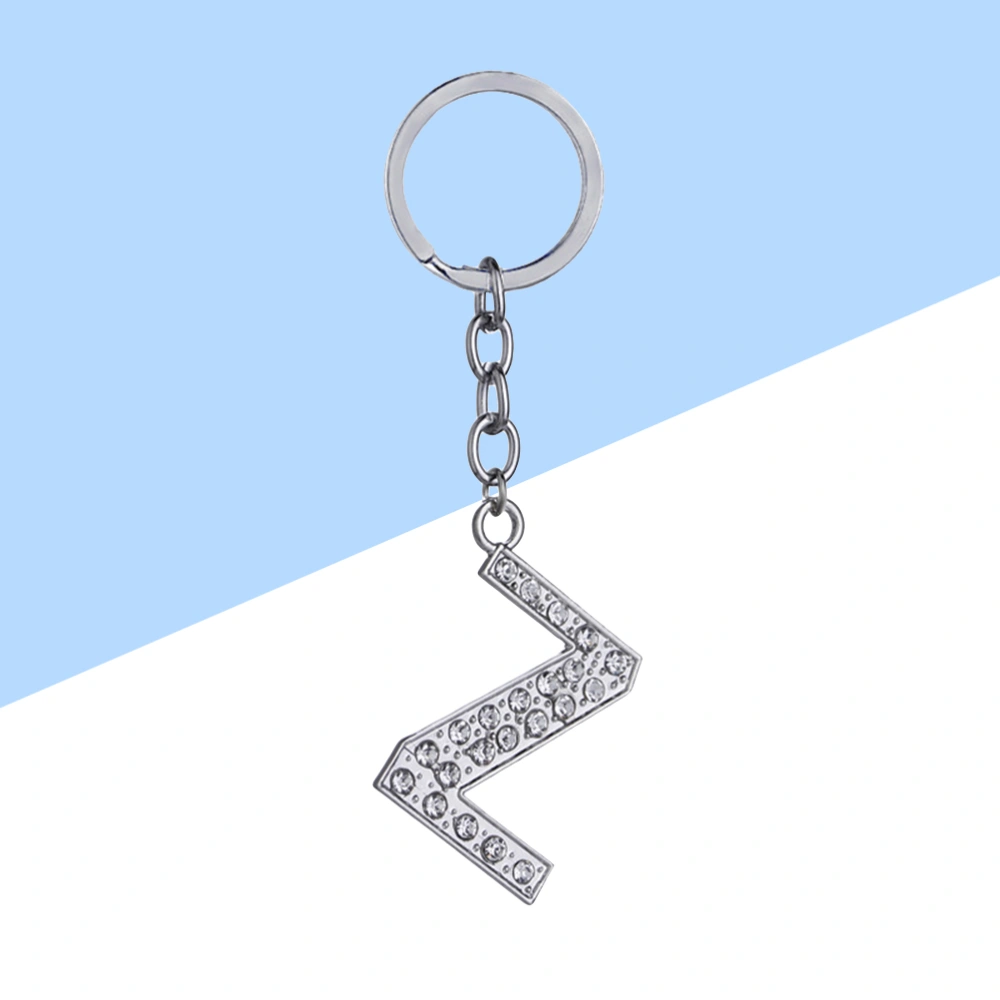 Simple Stylish Letter Key Chain Metal Rhinestones Key Ring Alphabet Keychain Bag Pendant Charm Birthday Gift (Letter Z)