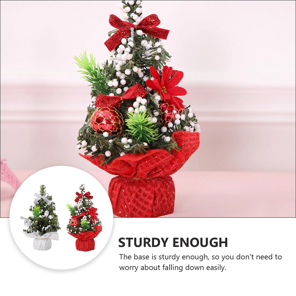 2pcs Artificial Christmas Tree Desktop Ornament Christmas Decoration Tree