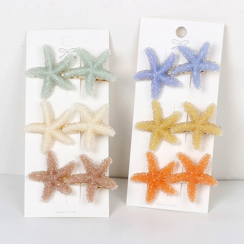 Glitter Sea Star Hairpins Duck Bill Hair Clip Candy Color Barrettes Hair Jewelry for Women Girls (Orange)