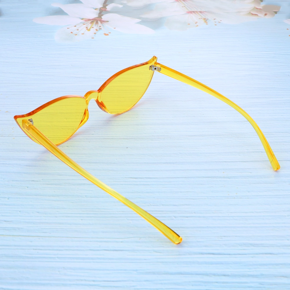 Cat Eye Sunglasses Creative Eyeglasses Decorative Party Glasses Beach Eyewear for Female Women (Yellow)