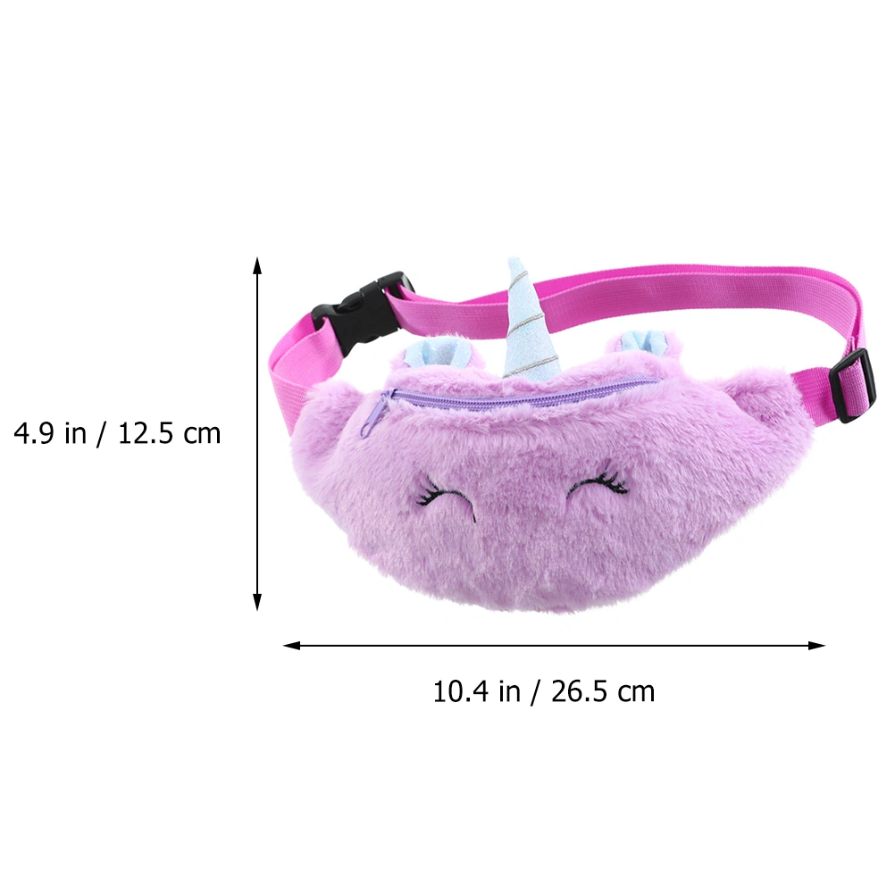 1pc Cartoon Unicorn Plush Children One-shouldered  Wasit Bag Cross Body Bag