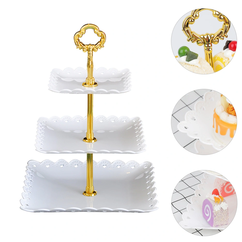 1Pc Three-layer Cake Plates Pastry Dessert Tray Fruit Display Stand Party Supply