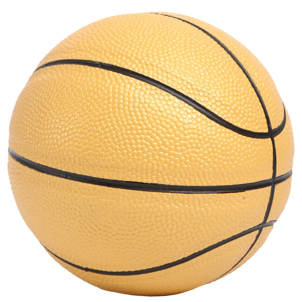 Inflatable Desktop Basketball Toy Mini Size PU Basketball Parent-Child Interactive Basketball Game Toy for Home School (Golden, 13CM Diameter)