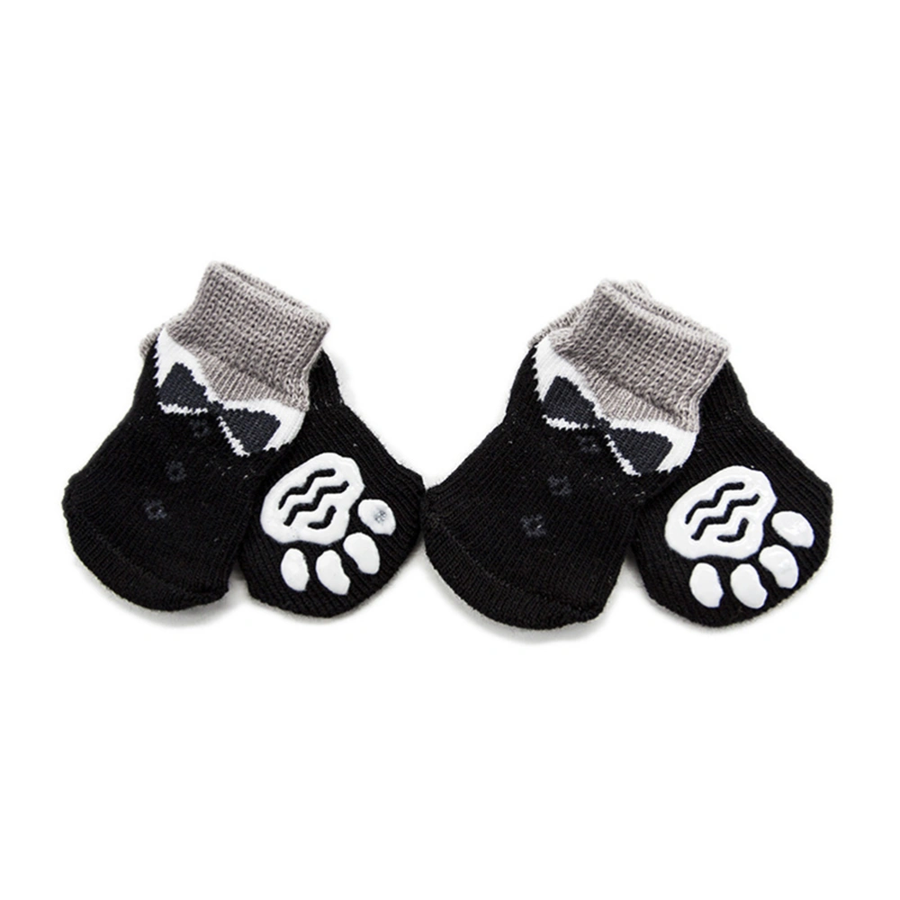 4pcs Non-slip Socks for Dogs Puppy Pet Socks Anti Warm Knitted Socks - Size S