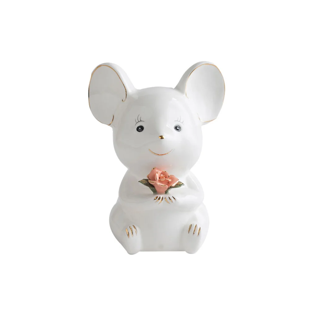 1pc Mouse Design Saving Pot Money Drawing Coin Bank Adorable Money Pot New Year Gift for Home White