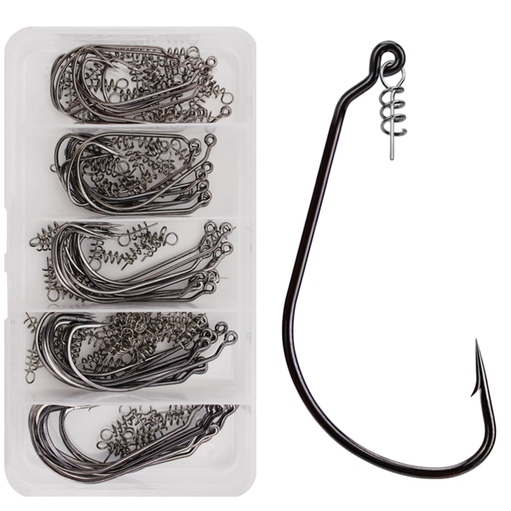 1 Set 50 Pcs Lure Hook Set Fishing Hooks Jig Lure Worm Lure Fishing Tackle Accessories (5 Sizes)