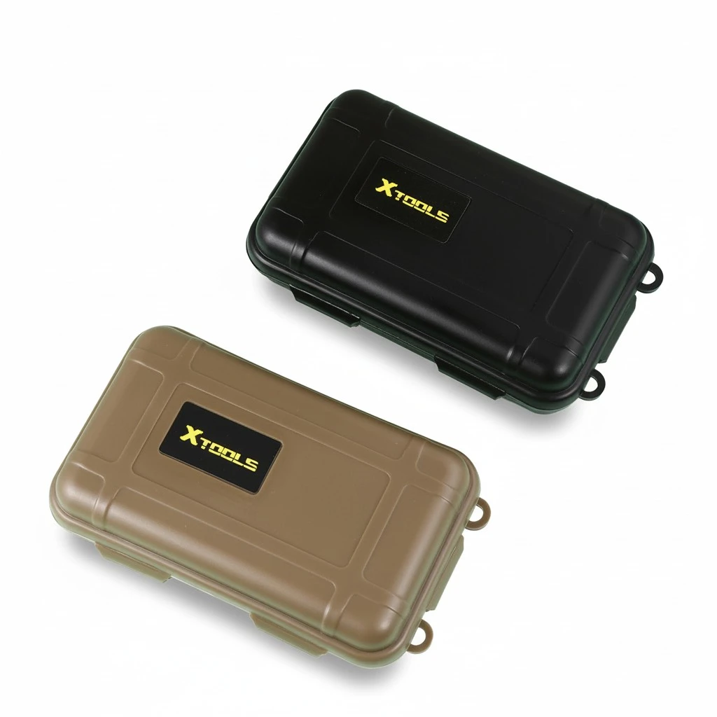 2 Pcs Portable Outdoor Storage Case Waterproof Shockproof Outdoor Airtight Storage Box Survival Tool Container Anti Pressure Carry Box with Stickers (Black, Mud Style)