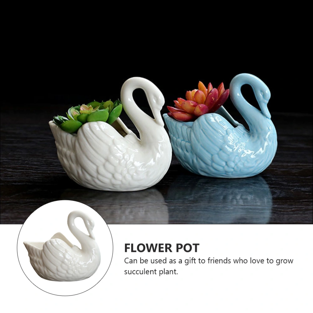 1pc Swan Shaped Succulent Flowerpot Garden Planter Home Office Ornament