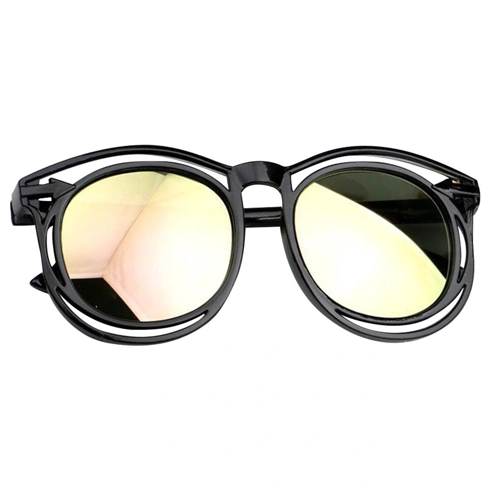 1Pc Stylish Children Sun Glasses Fashion Kids Sunglasses Colorful Mirror Glasses for Kids (Black Frame And Pink)