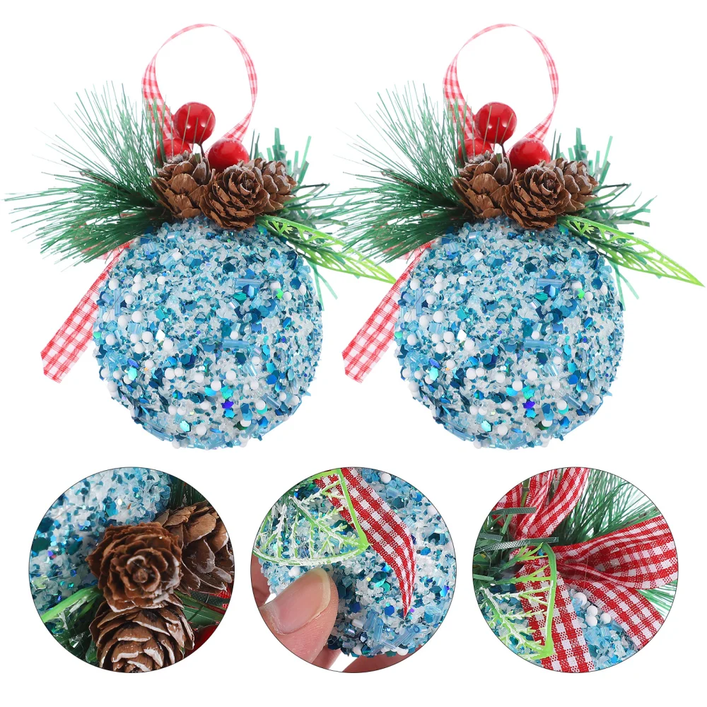 2Pcs Christmas Hanging Balls Xmas Tree Hanging Decor Ball Shape Pendant Ornament