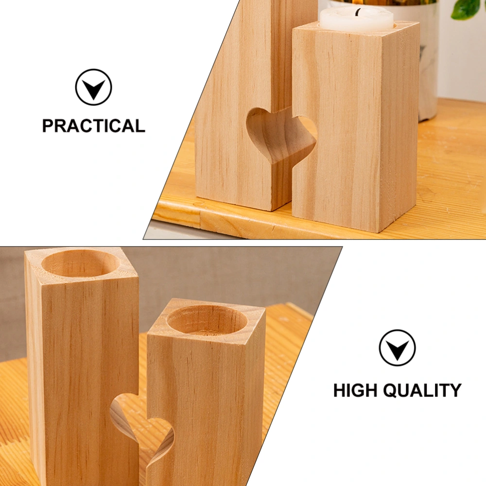 3Pcs Fashion Candlesticks Wooden Candle Holders Home Desktop Decors with Candles