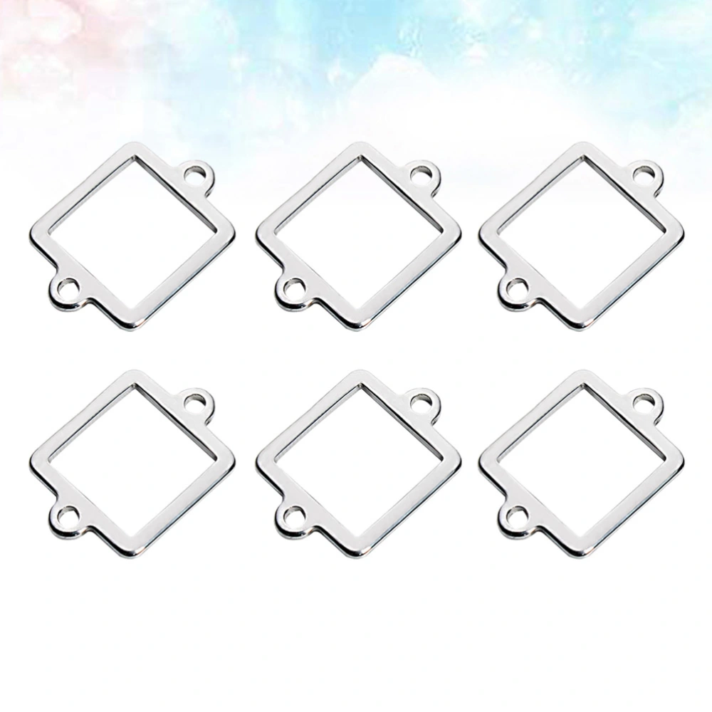 20pcs Double Hole Stainless Steel Pendant Connector Base Tray Diy Jewelry Findings Making Accessory (Silver)