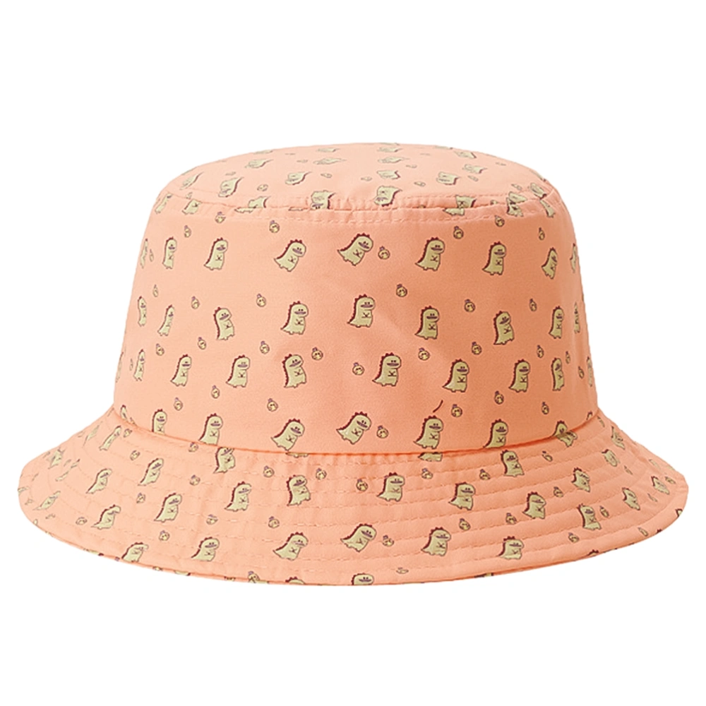 1Pc Summer Sun Hat Korean Style Cartoon Graffiti Hat Outdoor Sun Block Dinosaur Pattern Fisherman Hat for Men and Women Orange