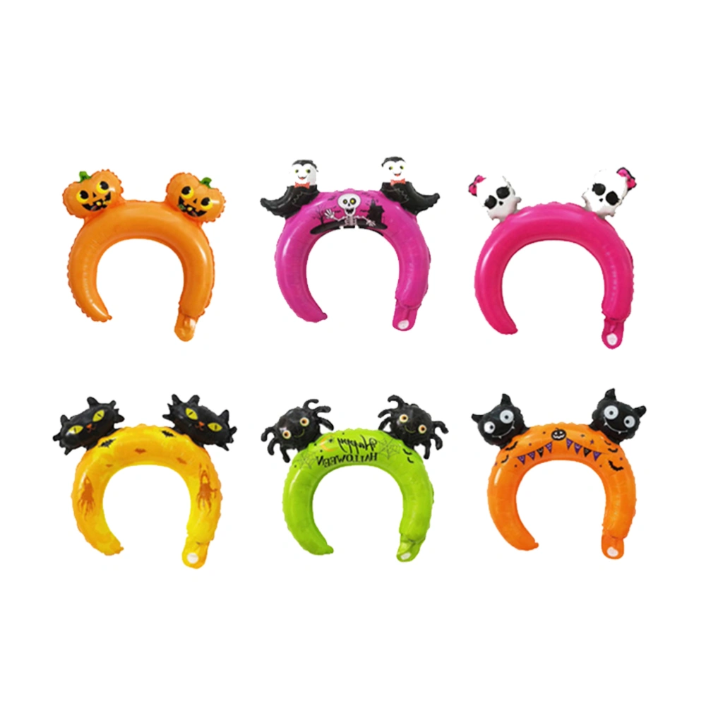 24 Pcs Halloween Headwear Balloons Horror Fashion Halloween Themed Balloon Headdress Unique Aluminum Film Balloon Headband for Kids Boys Girls