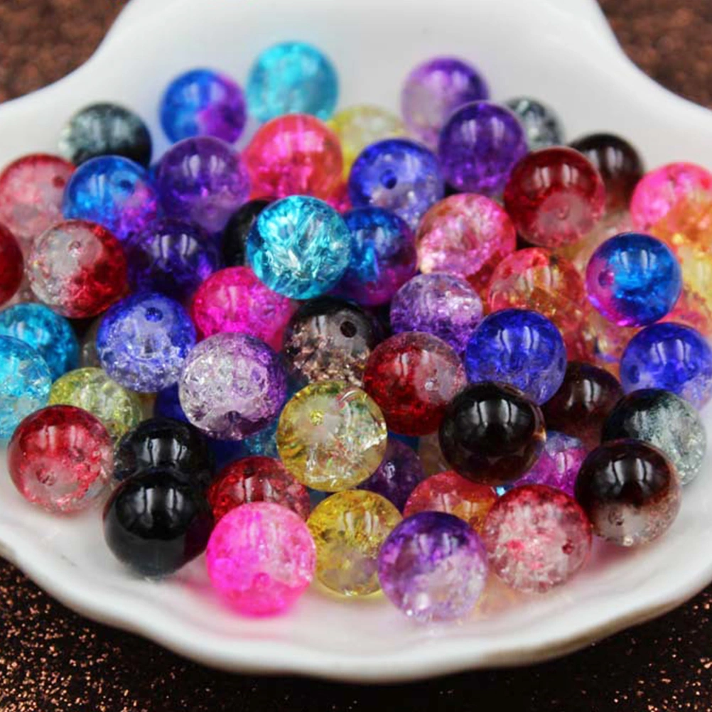 100PCS Random Colorful Crack Bead Set Handcraft Glass Beads Handmade Beaded Jewelry Accessories for Jewelry Bracelet Decoration