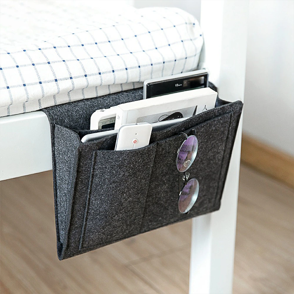 1pc Bedside Caddy Felt Bed Hanging Storage and Organizer with Pockets