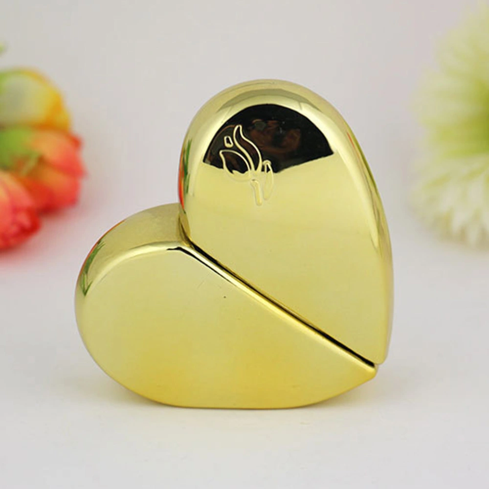 25ML Heart-shaped Portable Spray Bottle Metal Shell Refillable Empty Perfume Atomizer (Golden)