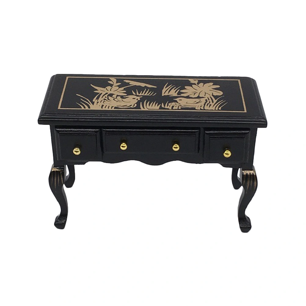 1pc 1/12 Scale Mini Simulation Home Toy Miniature Writing Desk Retro Wooden Table