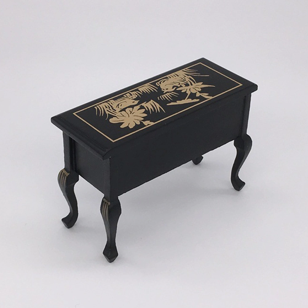 1pc 1/12 Scale Mini Simulation Home Toy Miniature Writing Desk Retro Wooden Table