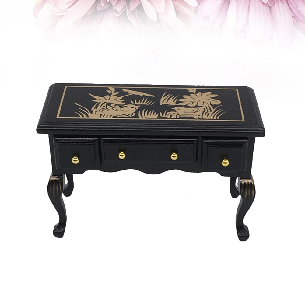 1pc 1/12 Scale Mini Simulation Home Toy Miniature Writing Desk Retro Wooden Table