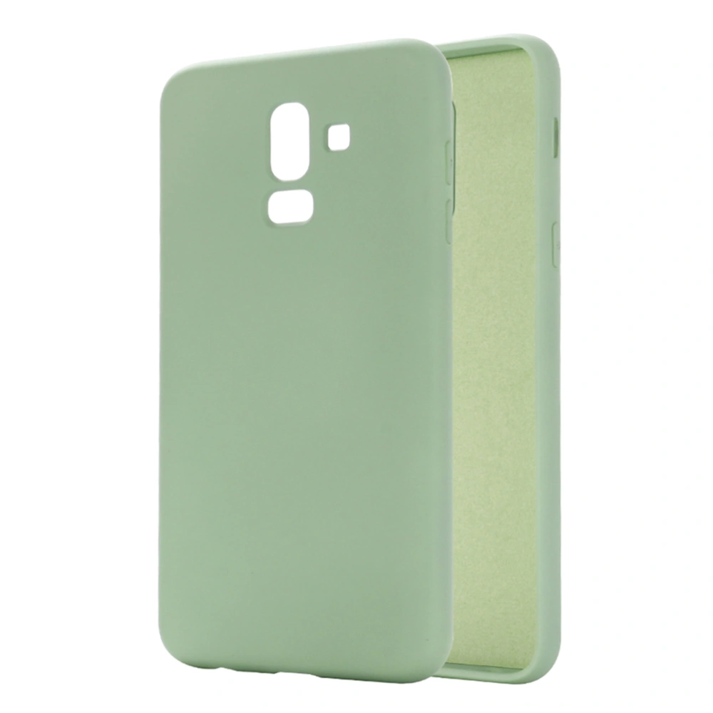 Simulate Liquid Silicone Smooth Phone Shell Scratch-resistant Shockproof Protective Cover Phone Case Compatible with Galaxy J8 2018 (Light Green)