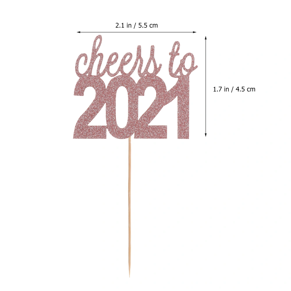 1 Set 30Pcs New Year Party Dessert Decorations Cheers to 2021 Cake Toppers