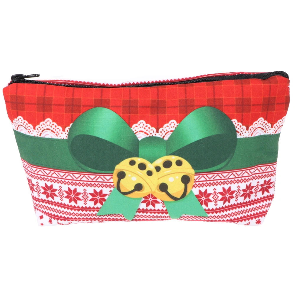 1Pc Portable Christmas Themed Cosmetic Bag Creative Clutch Bag Xmas Tree Elk Storage Bag Wash Bag Snowflakes Pattern Cosmetic Pouch