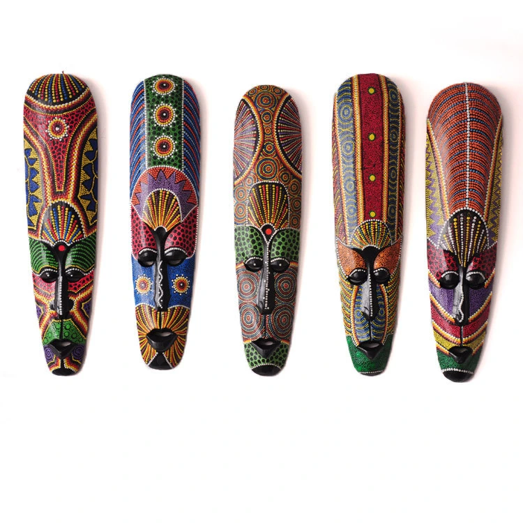 Tribal Mask Ornament Wooden Mask Decorative Carved Mask Ornament Tiki Mask Decor (Random Style)